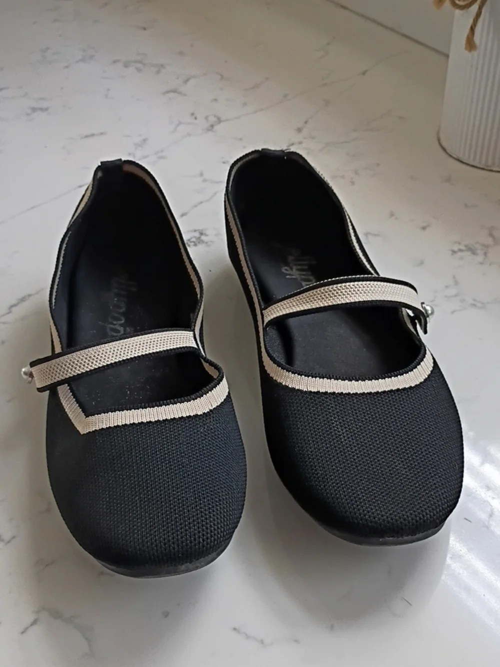 Jellypop Black and Cream Mary Jane Flats - Comfortable Women’s Shoes